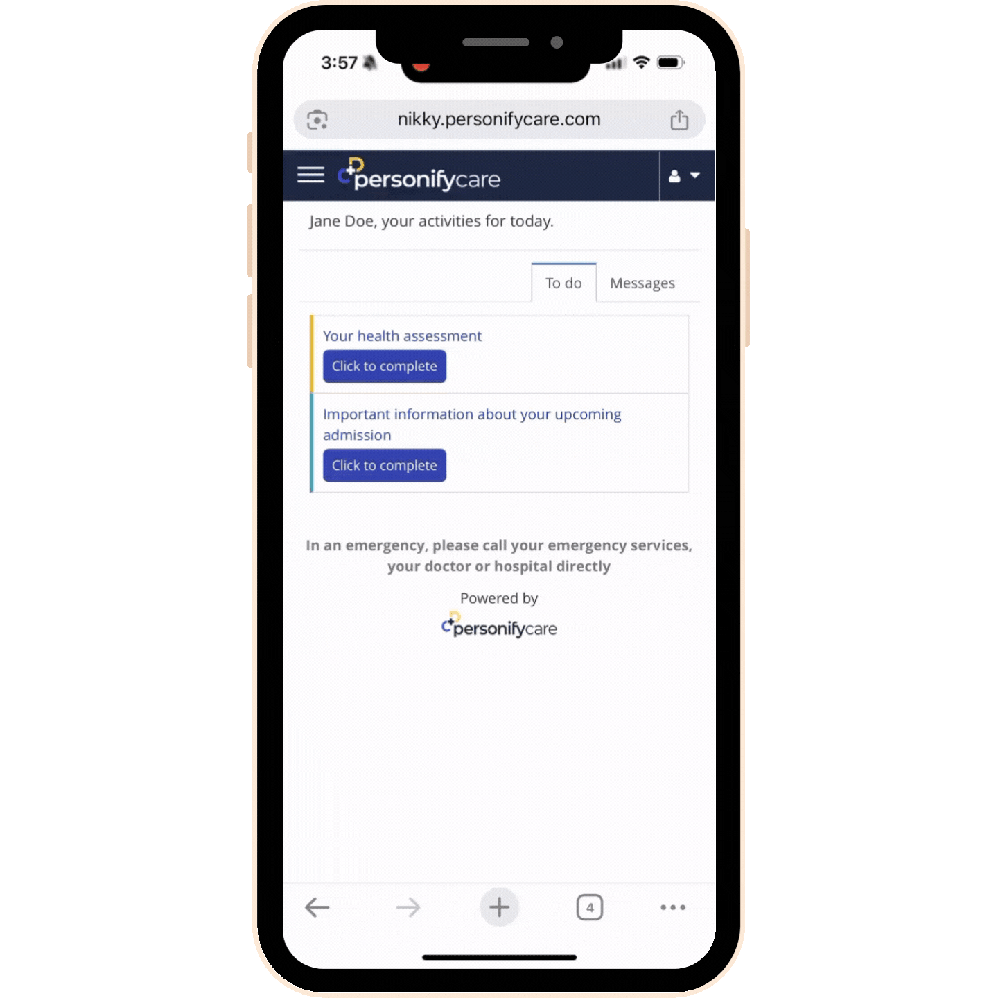 language selection - personify care patient experience